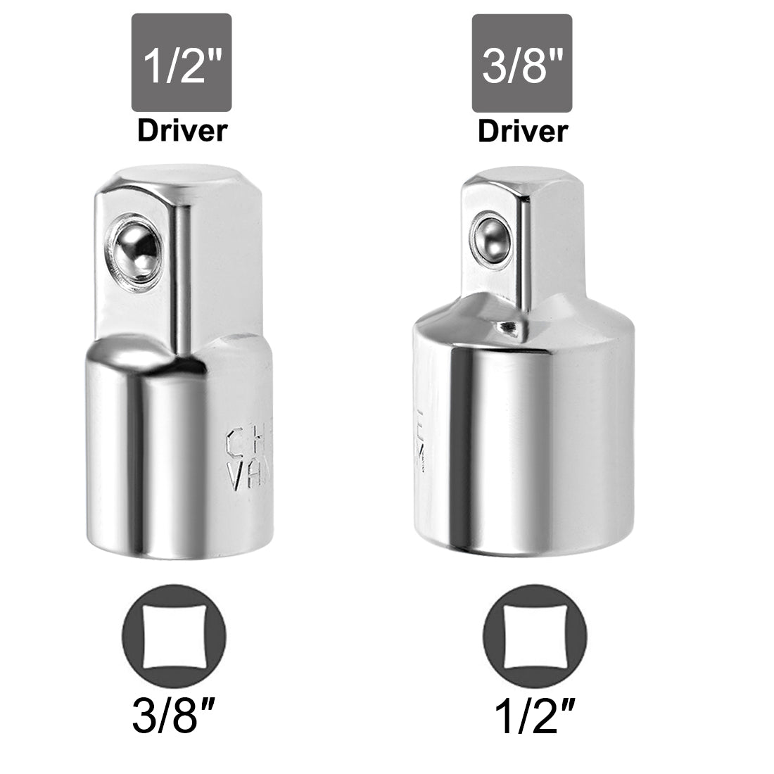 Harfington Socket Reducer and Adapter set of 4 Pcs, Female to Male, Cr-V (Silver)