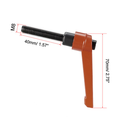 Harfington M8 x 40mm Handle Adjustable Clamping Lever Threaded Push Button Ratchet Male Threaded Stud 2Pcs