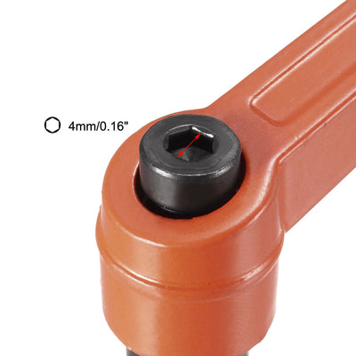 Harfington M8 x 40mm Handle Adjustable Clamping Lever Threaded Push Button Ratchet Male Threaded Stud 2Pcs