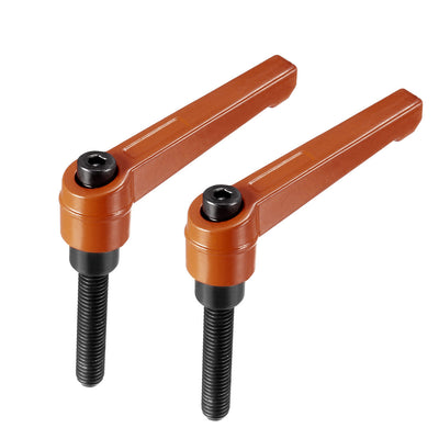 Harfington M8 x 40mm Handle Adjustable Clamping Lever Threaded Push Button Ratchet Male Threaded Stud 2Pcs