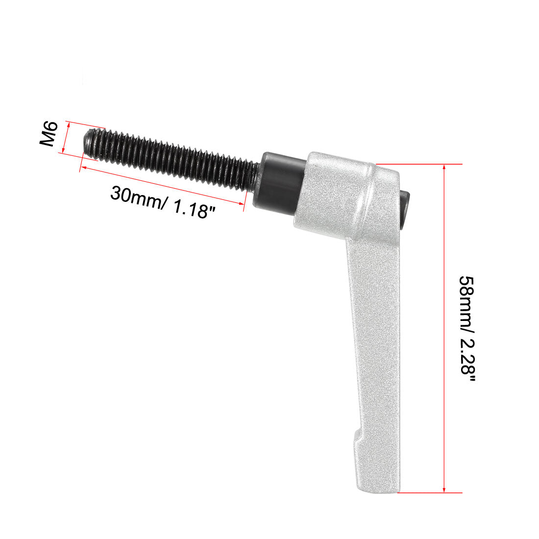 Harfington M6 x 30mm Handle Adjustable Clamping Lever Thread Push Button Ratchet Male Threaded Stud 3 Pcs