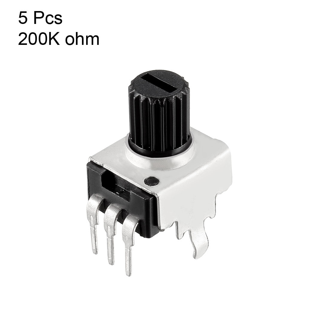 Harfington Carbon Film Potentiometer 200K Ohm Variable Resistors Single Turn Rotary, 5pcs