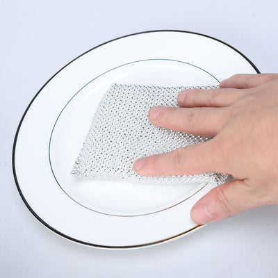 Harfington 12pcs Scouring Pad Non-Scratch Scouring Sponge 5"x3.3" Scrub Pads Silver Tone 2