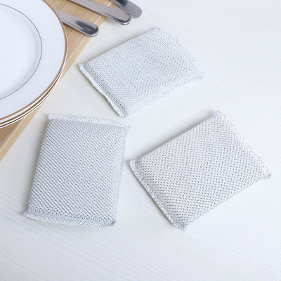 Harfington 12pcs Scouring Pad Non-Scratch Scouring Sponge 5"x3.3" Scrub Pads Silver Tone 2