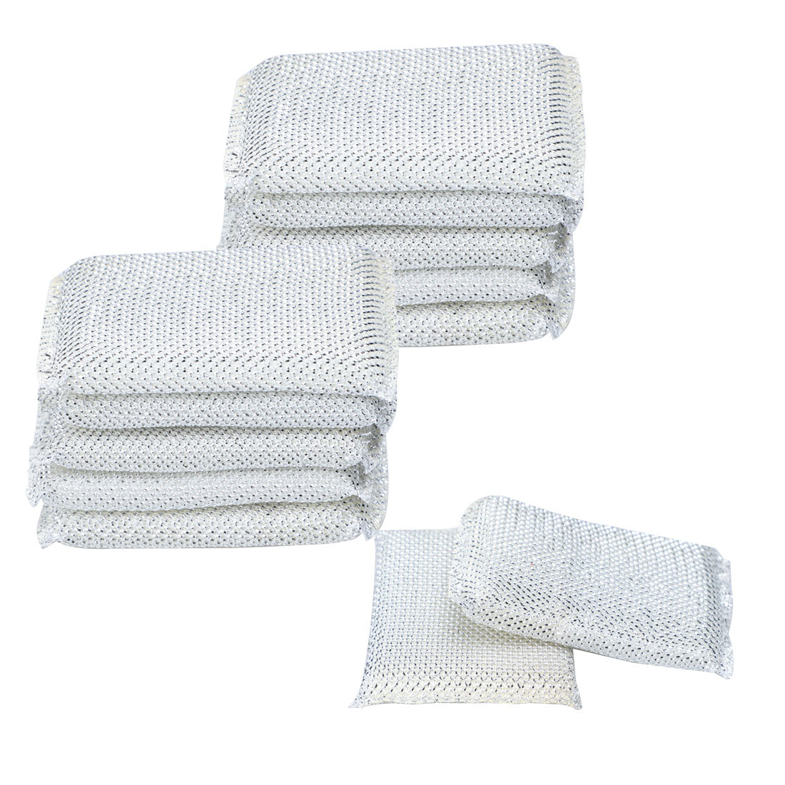 Harfington 12pcs Scouring Pad Non-Scratch Scouring Sponge 5"x3.3" Scrub Pads Silver Tone 2