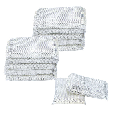 Harfington 12pcs Scouring Pad Non-Scratch Scouring Sponge 5"x3.3" Scrub Pads Silver Tone 2