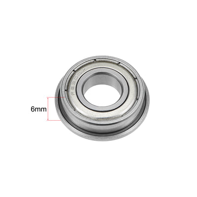 Harfington Flange Ball Bearings 10x22x6mm Shielded Chrome Steel 5pcs