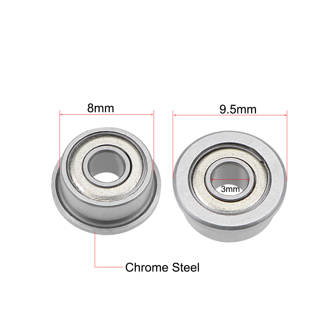 Harfington F693ZZ Flange Ball Bearing 3x8x4mm Shielded Chrome Bearings 5pcs