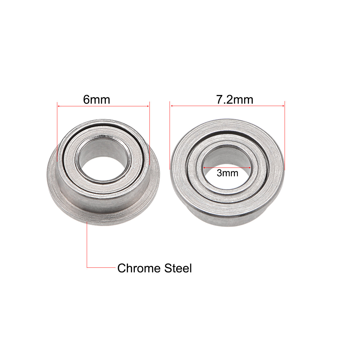 Harfington Miniature Flange Deep Groove Ball Bearings Double Shielded Chrome Steel