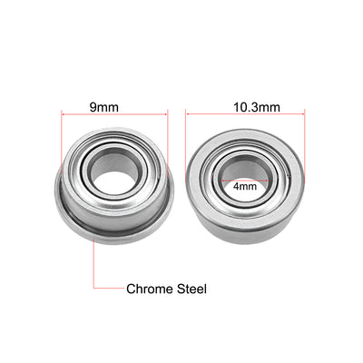 Harfington F684ZZ Flange Ball Bearing 4x9x4mm Shielded Chrome Bearings 5pcs