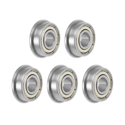 Harfington F696ZZ Flange Ball Bearing 6x15x5mm Shielded Chrome Bearings 5pcs