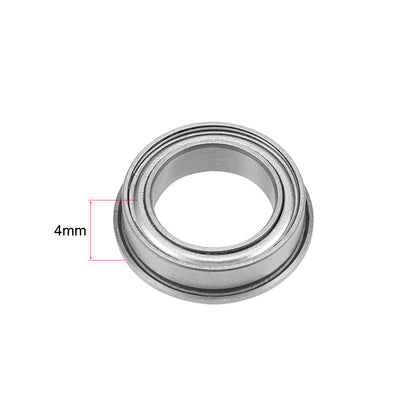 Harfington F6700ZZ Flange Ball Bearing 10x15x4mm Shielded Chrome Bearings 5pcs