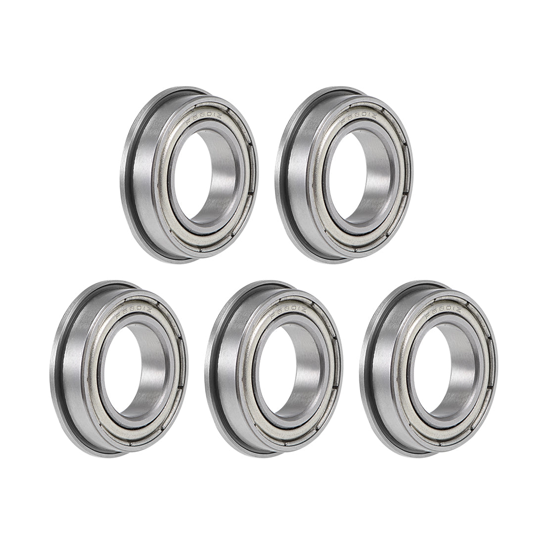 Harfington F6801ZZ Flange Ball Bearing 12x21x5mm Shielded Chrome Bearings 5pcs