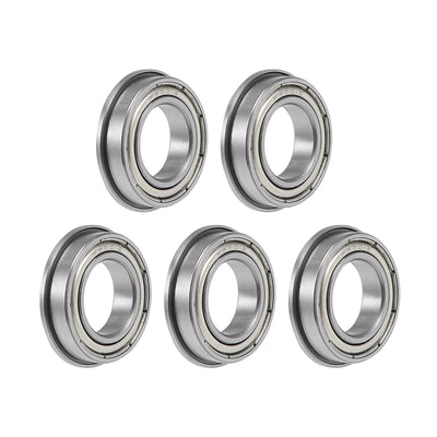 Harfington F6801ZZ Flange Ball Bearing 12x21x5mm Shielded Chrome Bearings 5pcs