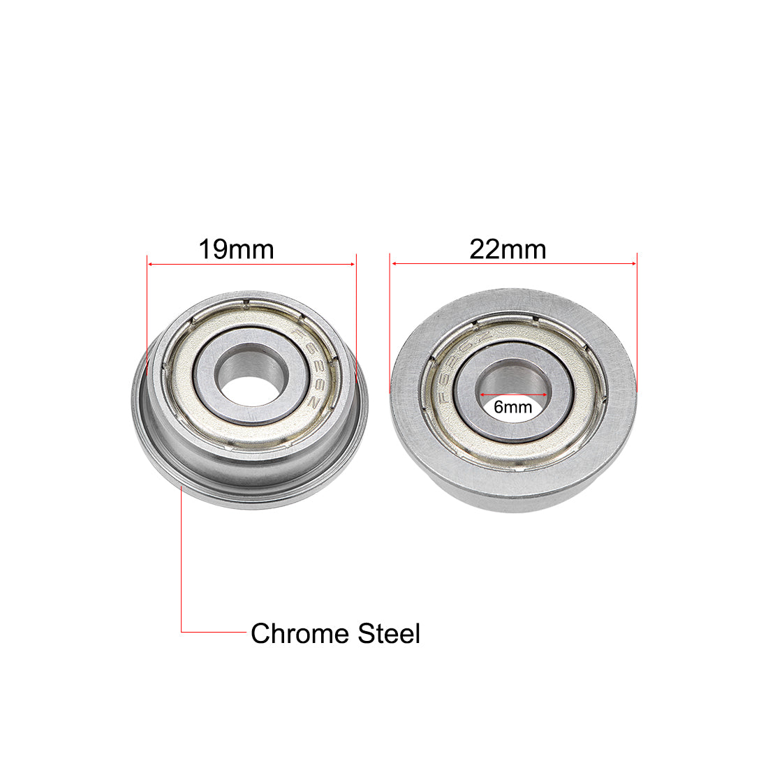 Harfington Flange Deep Groove Ball Bearings Double Shielded Chrome Steel