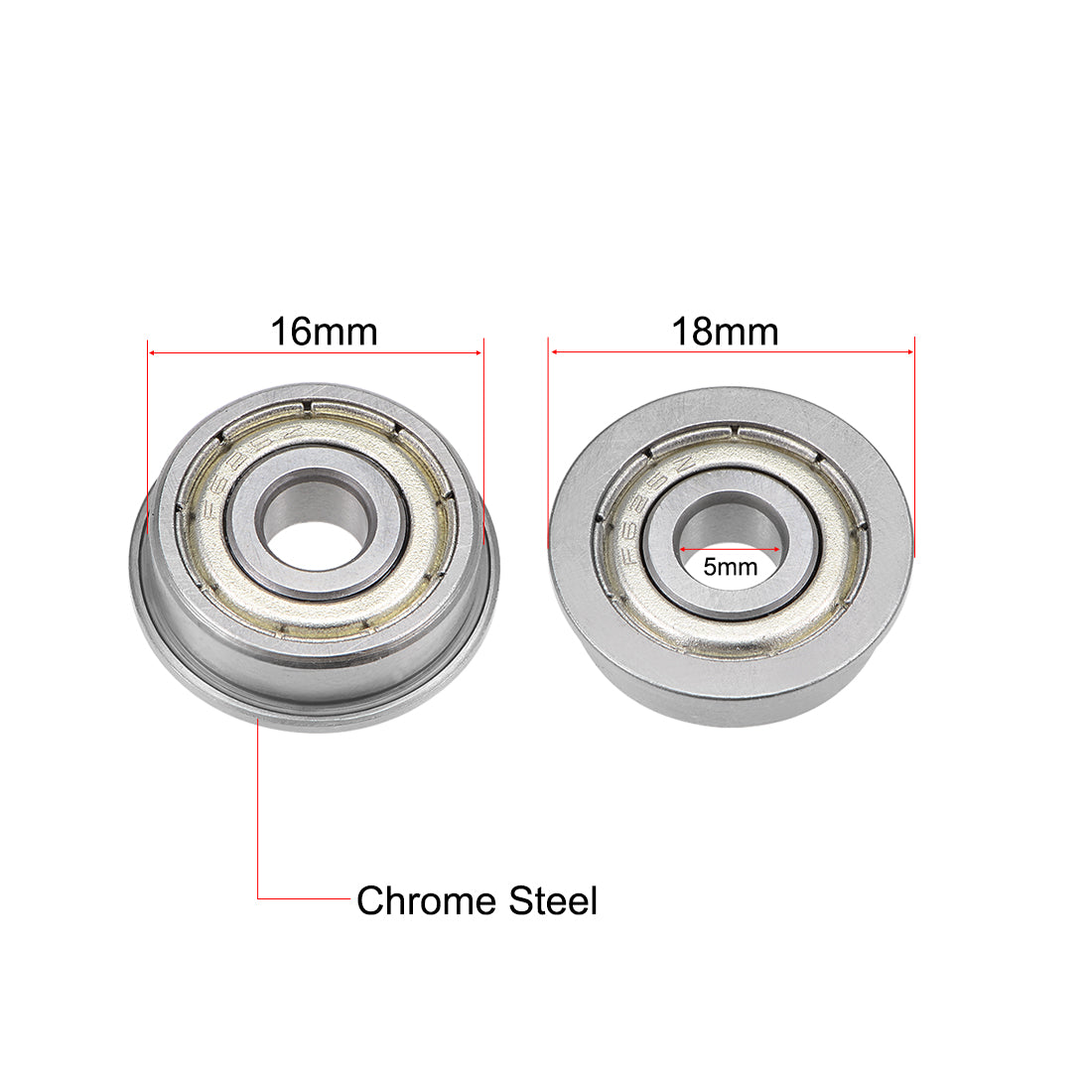 Harfington Flange Deep Groove Ball Bearings Double Shielded Chrome Steel