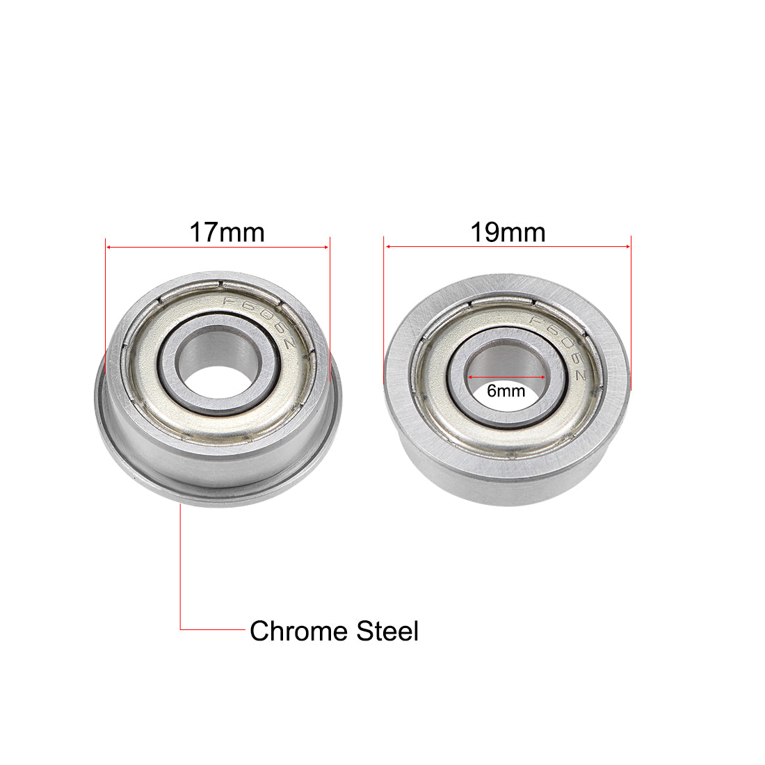 Harfington Flange Deep Groove Ball Bearings Double Shielded Chrome Steel