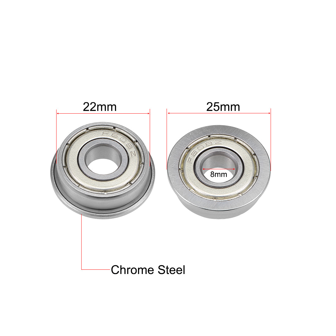 Harfington Flange Deep Groove Ball Bearings Double Shielded Chrome Steel