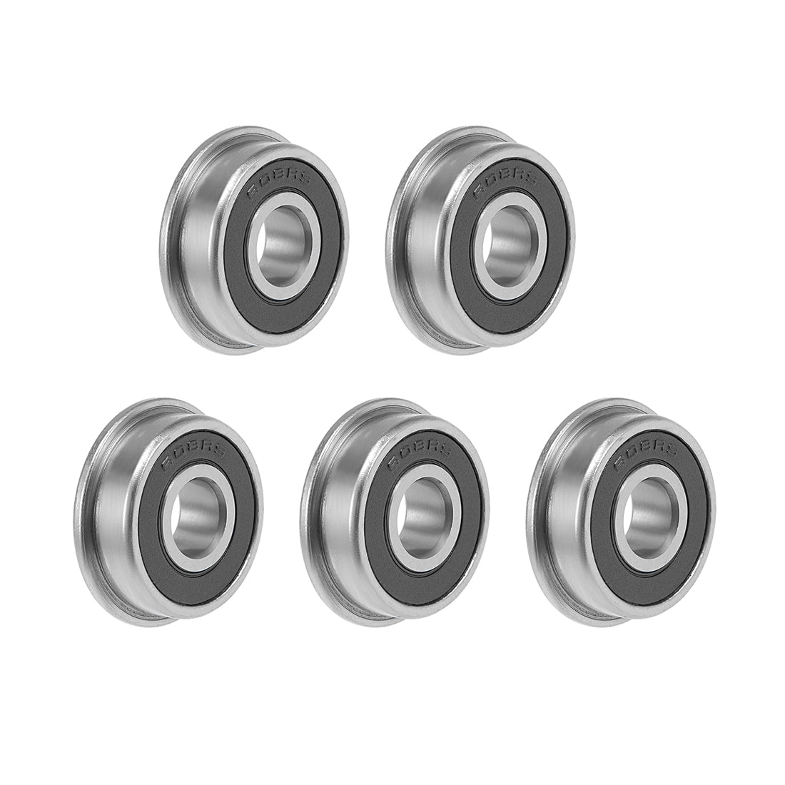 Harfington F608-2RS Flange Ball Bearing 8x22x7mm Sealed Chrome Bearings 5pcs