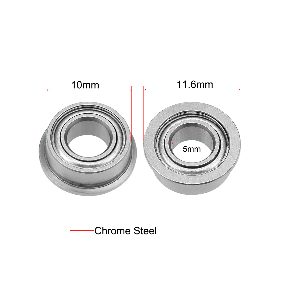 Harfington Miniature Flange Deep Groove Ball Bearings Double Shielded Chrome Steel