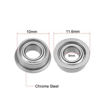 Harfington Miniature Flange Deep Groove Ball Bearings Double Shielded Chrome Steel