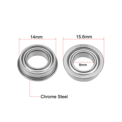 Harfington MF148ZZ Flange Ball Bearing 8x14x4mm Shielded Chrome Bearings 5pcs
