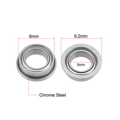 Harfington MF85ZZ Flange Ball Bearing 5x8x2.5mm Shielded Chrome Bearings 5pcs
