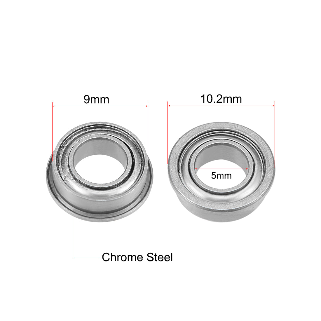 Harfington Miniature Flange Deep Groove Ball Bearings Double Shielded Chrome Steel