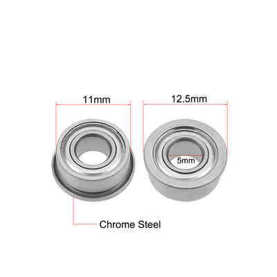 Harfington F685ZZ Flange Ball Bearing 5x11x5mm Shielded Chrome Bearings 5pcs