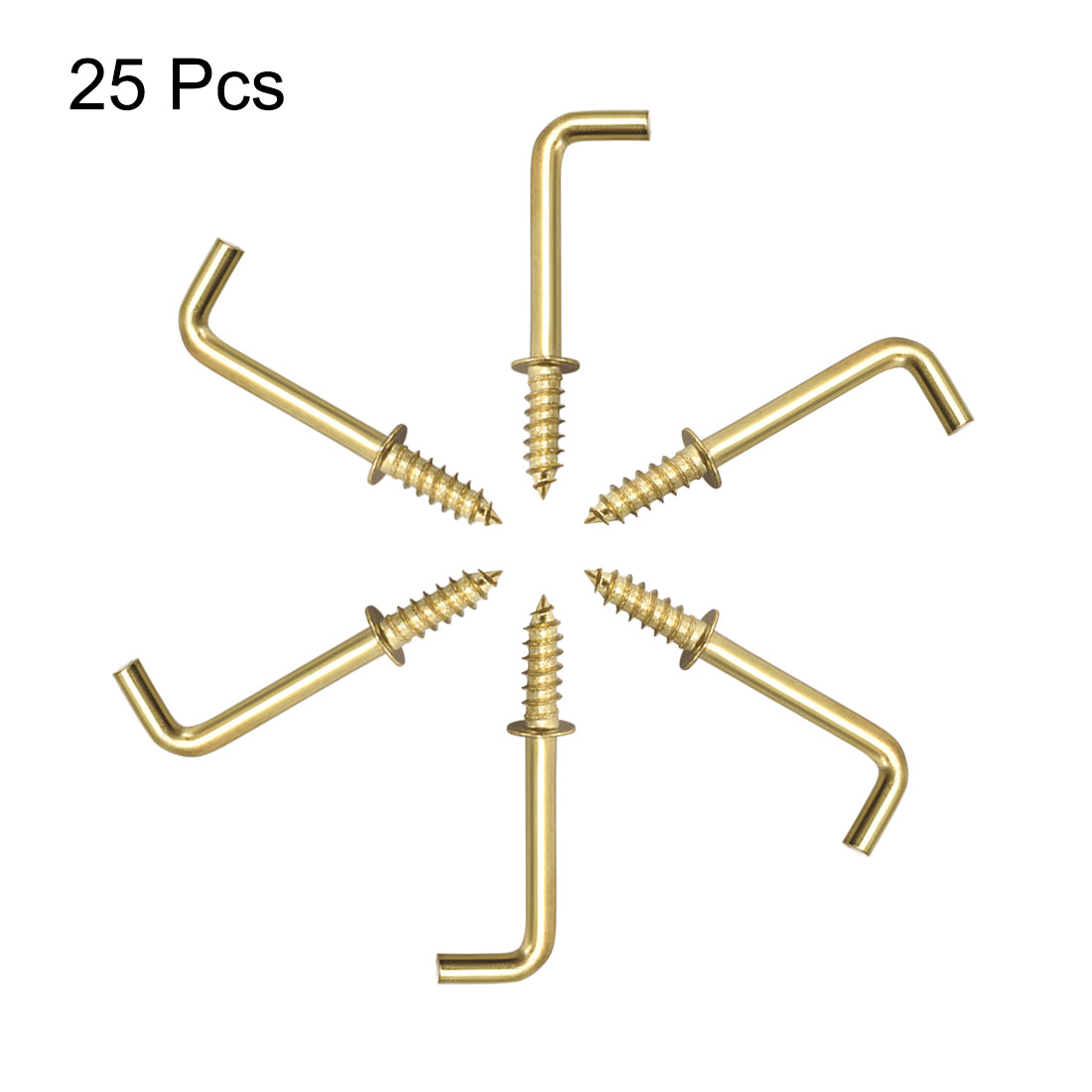 Harfington Screw Eye Hooks Self Tapping Screws Screw-in Hanger Hooks with Plate Golden 25pcs