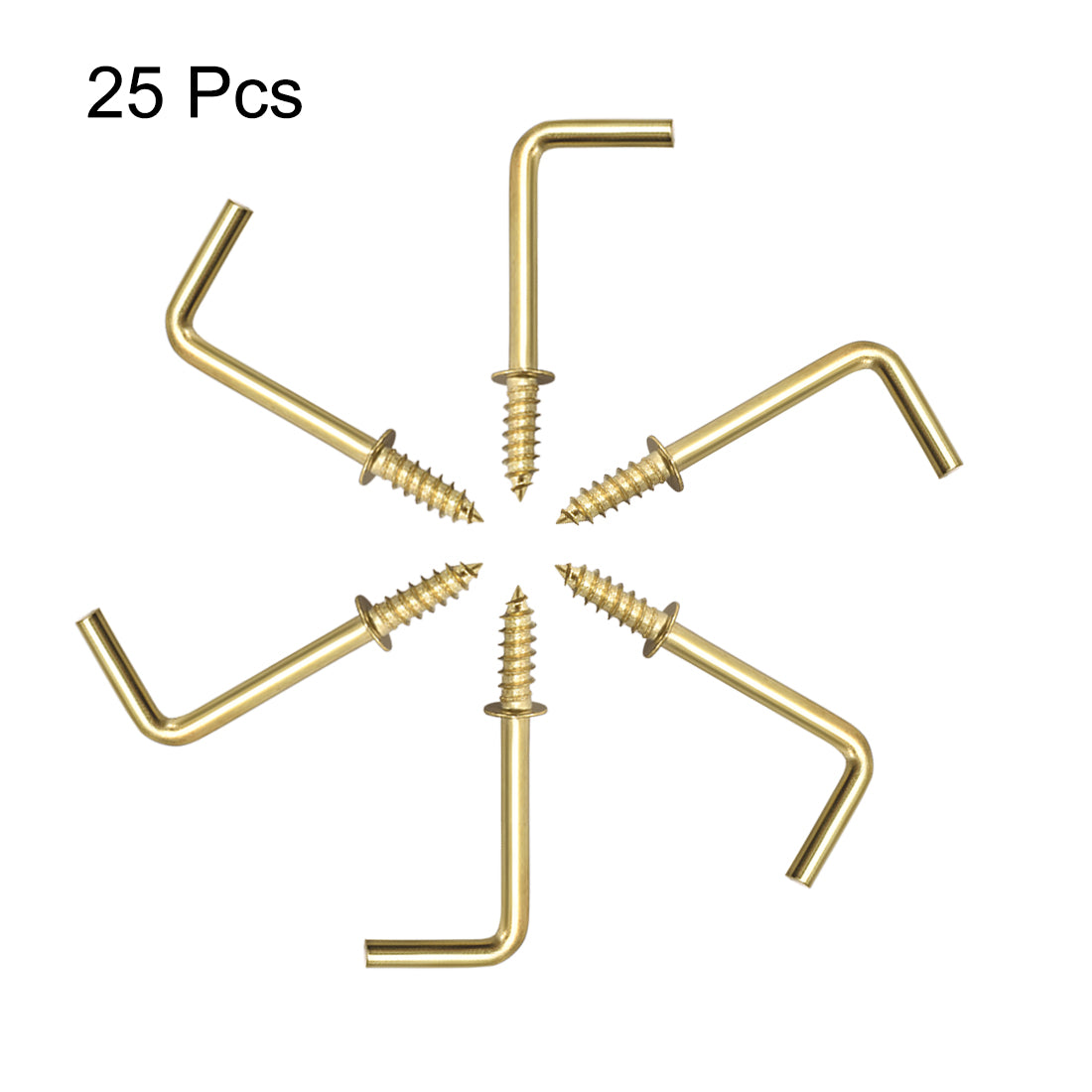 Harfington Screw Eye Hooks Self Tapping Screws Screw-in Hanger Hooks with Plate Golden 25pcs