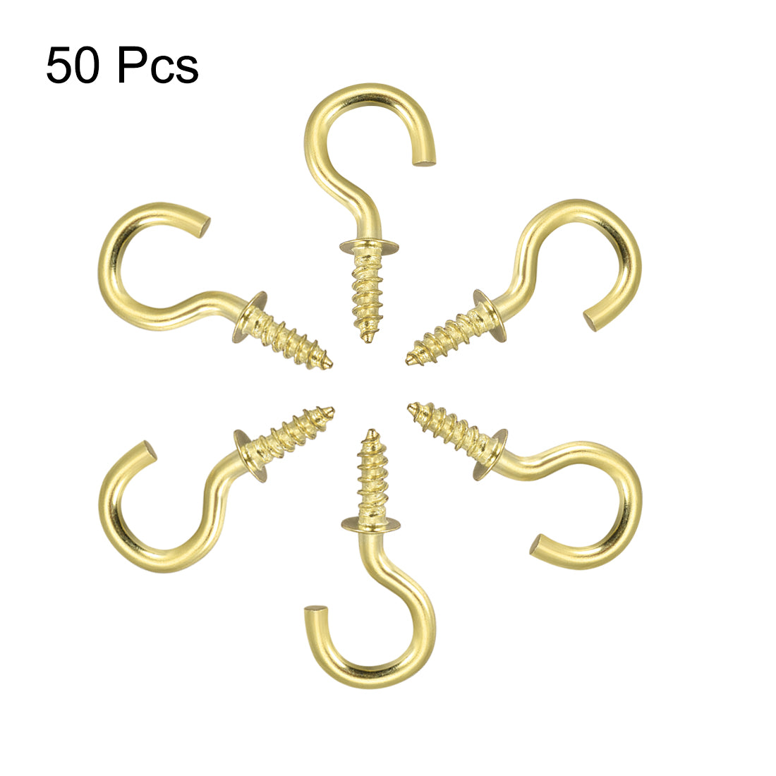 Harfington Screw Eye Hooks Self Tapping Screws Screw-in Hanger Eye-Shape  Hooks with Plate 50pcs