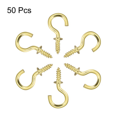 Harfington Screw Eye Hooks Self Tapping Screws Screw-in Hanger Eye-Shape  Hooks with Plate 50pcs