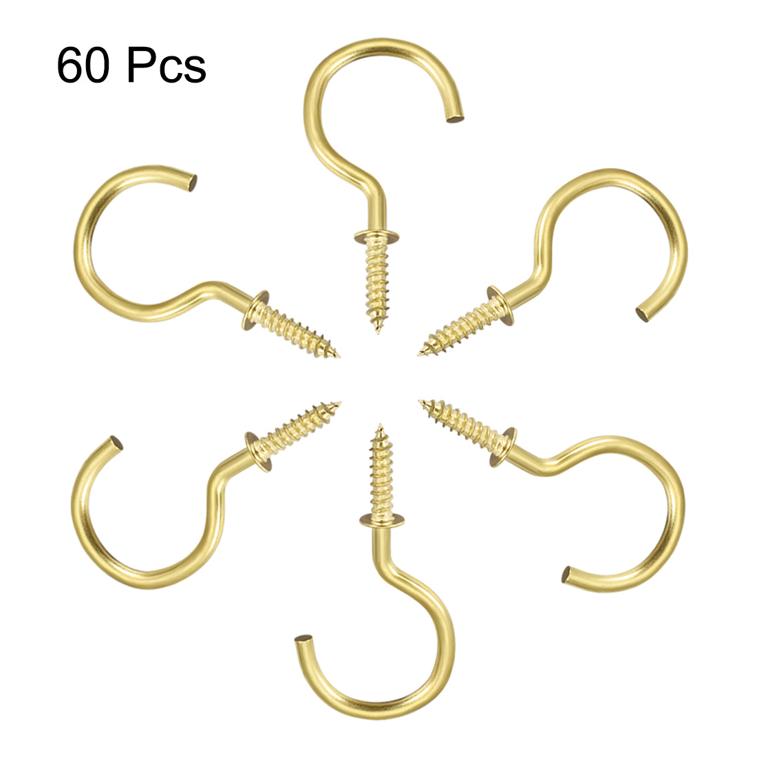 Harfington Screw Eye Hooks Self Tapping Screws Screw-in Hanger Eye-Shape  Hooks 60pcs