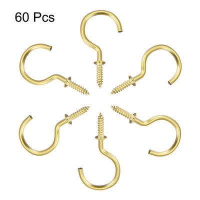 Harfington Screw Eye Hooks Self Tapping Screws Screw-in Hanger Eye-Shape  Hooks 60pcs