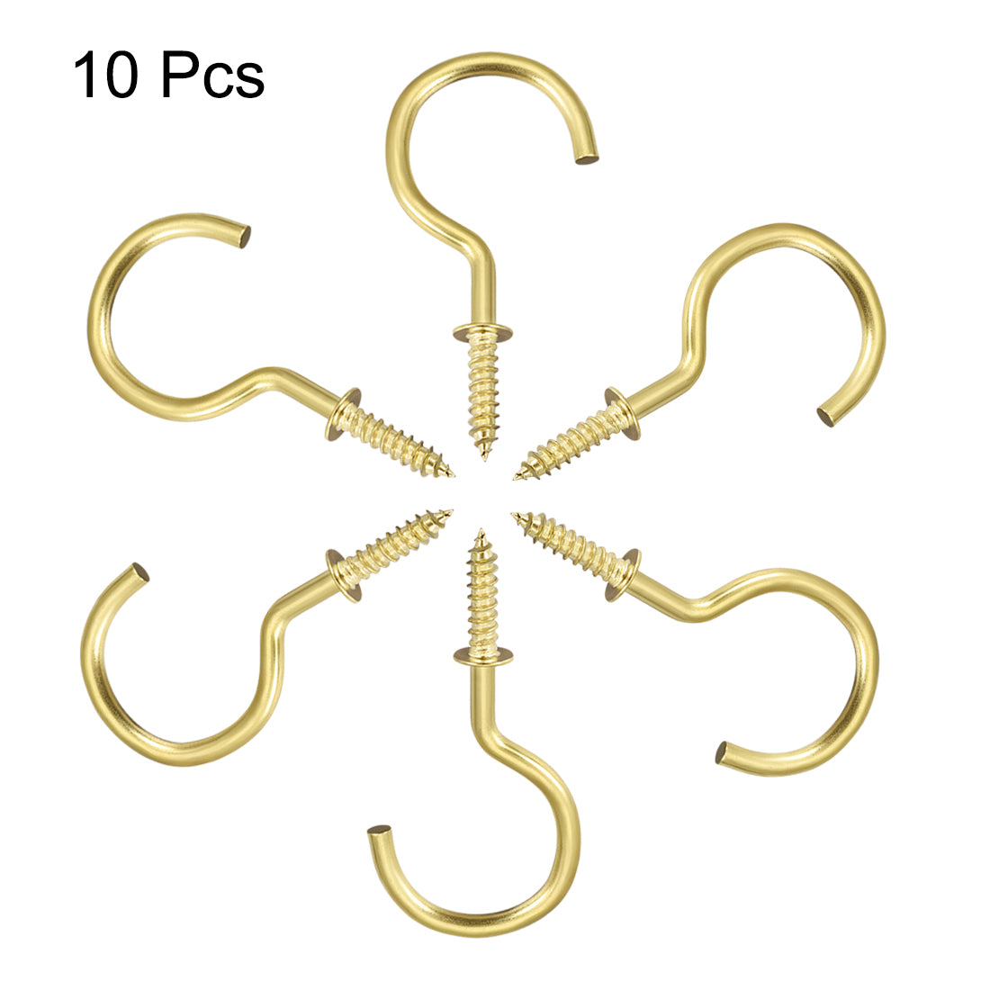 Harfington Screw Eye Hooks Self Tapping Screws Screw-in Hanger Eye-Shape  Hooks with Plate 10pcs