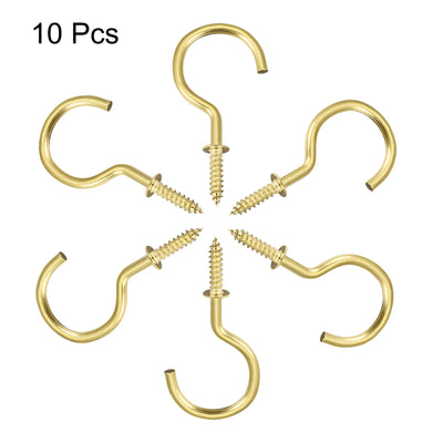 Harfington Screw Eye Hooks Self Tapping Screws Screw-in Hanger Eye-Shape  Hooks with Plate 10pcs