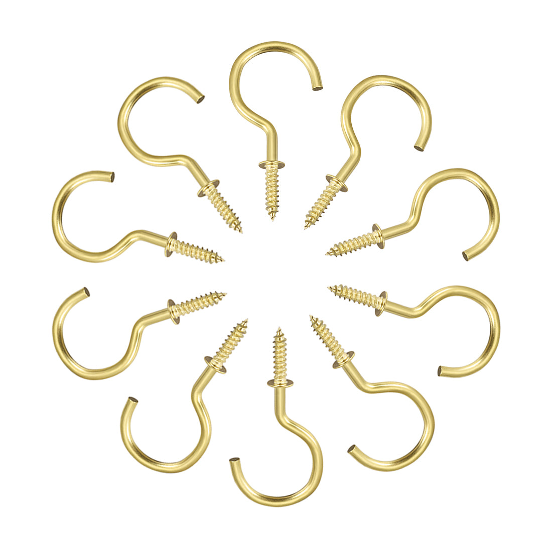 Harfington Screw Eye Hooks Self Tapping Screws Screw-in Hanger Eye-Shape  Hooks with Plate 10pcs