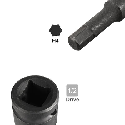 Harfington Impact Hex Bit Socket, Metric Cr-Mo Steel