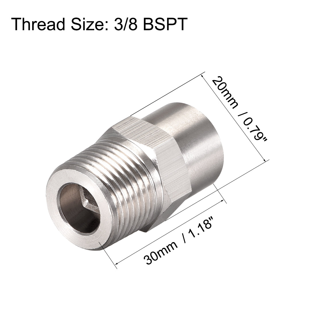 Harfington Full Cone  Tip, 3/8BSPT Stainless Steel Wide Angle Nozzle