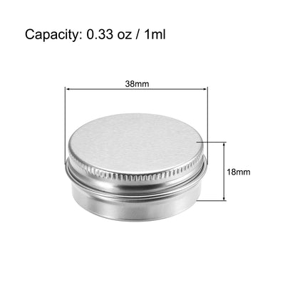 Harfington 0.33 oz Round Aluminum Cans Tin Can Screw Top Metal Lid Containers 1ml, 6pcs