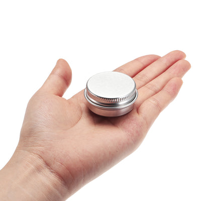 Harfington 0.33 oz Round Aluminum Cans Tin Can Screw Top Metal Lid Containers 1ml, 12pcs