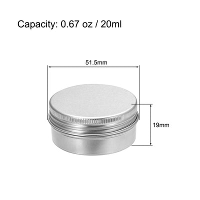 Harfington 0.67 oz Round Aluminum Cans Tin Can Screw Top Metal Lid Containers 20ml, 12pcs