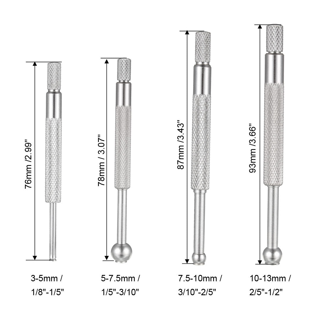 Harfington Hole Gauge Set 1/8" - 1/2" Small Telescoping Full-ball Ball Gages 4 Pieces