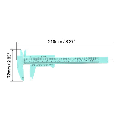Harfington Vernier Caliper 150mm Mini Double Scale Plastic Ruler Measuring Tool Green