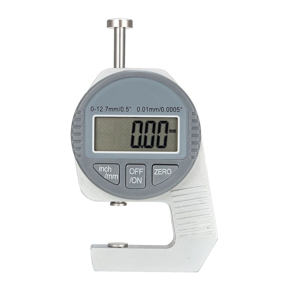 Harfington Digital Thickness Gauge 0 -12.7mm x 0.01mm Flat Anvil Round Electronic Micrometer Inch Metric Measuring Tool
