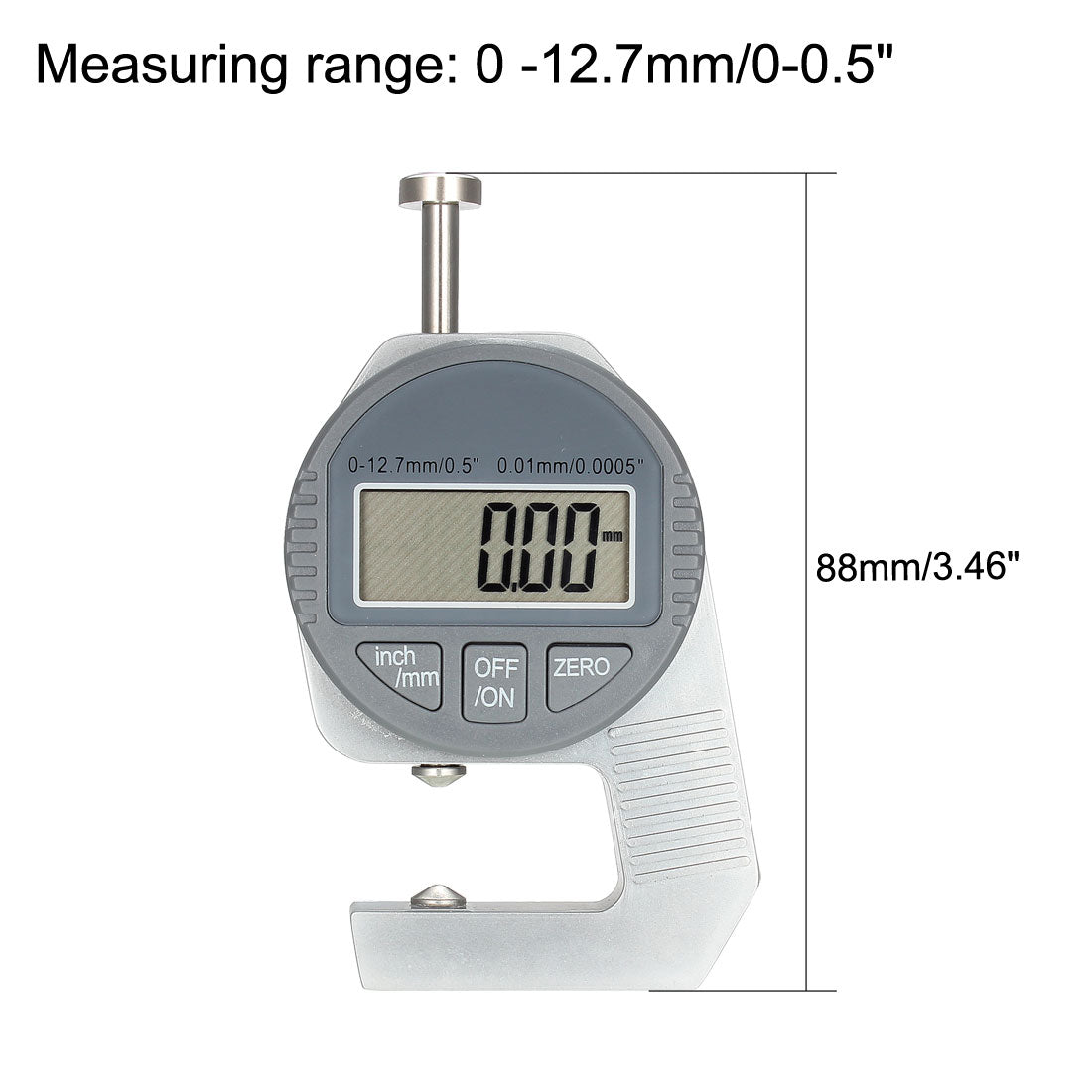 Harfington Digital Thickness Gauge 0 -12.7mm x 0.01mm Cusp Head Electronic Micrometer Inch Metric Measuring Tool