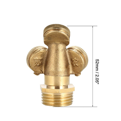Harfington Misting Spray Nozzle, 1/2BSPF Brass 3 Holes Garden Sprinklers Irrigation Connector Fitting with Adapter, 2 Pcs
