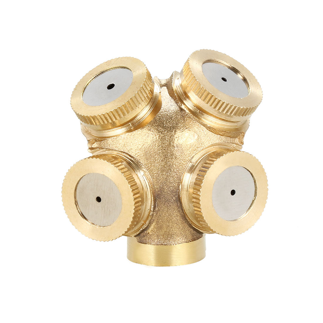 Harfington Misting Spray Nozzle, 1/4BSPF Brass 4 Holes Garden Sprinklers Irrigation Connector Fitting, 3 Pcs