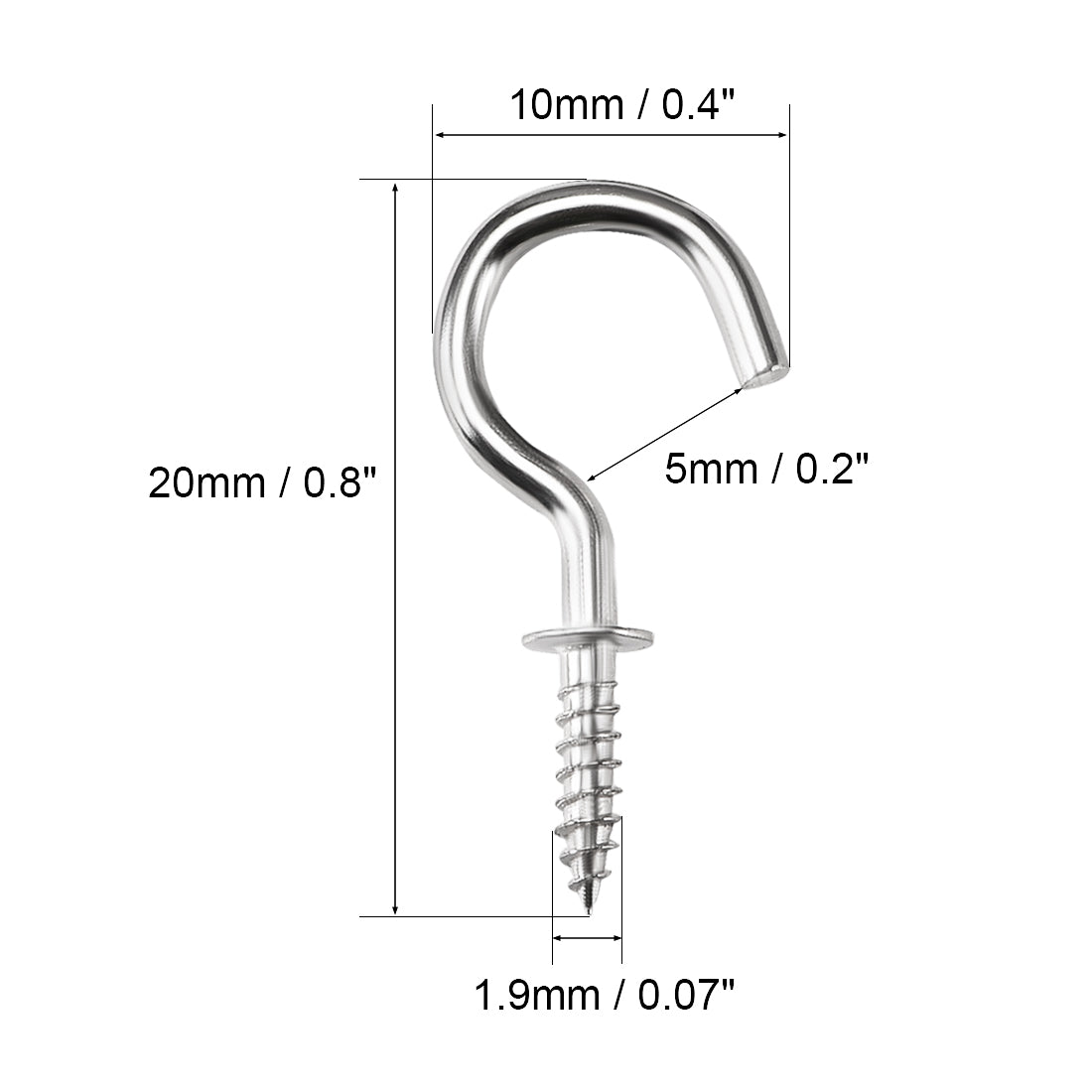 Harfington Screw Eye Hooks Self Tapping Screw, Screw-in Hanger Eye-Shape  Hooks 20pcs